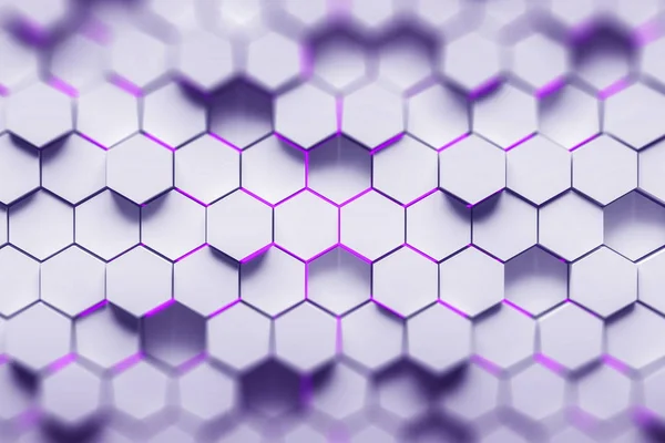 Abstract Background Made Purple Hexagons Different Height Bright Purple Edges — Stock Photo, Image