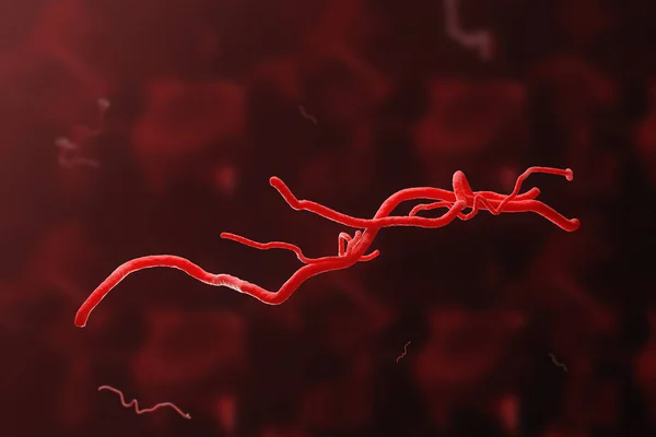 Virus Rojo Célula Bacteriana Sobre Fondo Rojo Concepto Control Enfermedades — Foto de Stock
