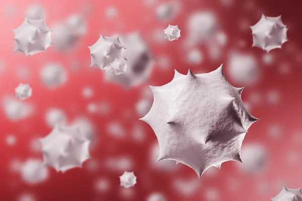 Abstract White Virus Cell Blurred Smaller White Virus Cells Red — Stock Photo, Image