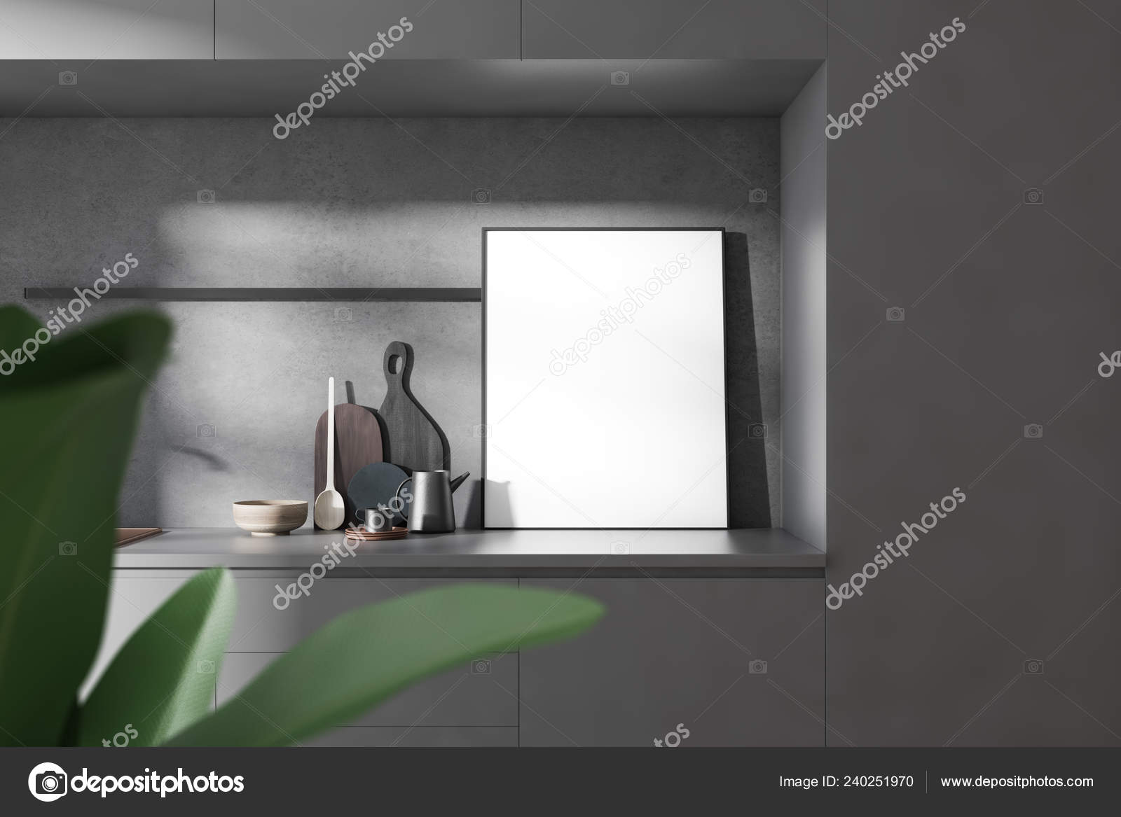 Close Gray Kitchen Countertop Cutting Boards Kitchenware Small