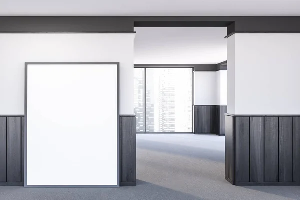 Interior Sala Vazia Com Paredes Brancas Escuras Madeira Piso Alcatifado — Fotografia de Stock