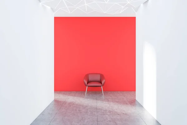 Interior Empty Corridor White Pink Walls Tiled Floor White Ceiling — Stock Photo, Image