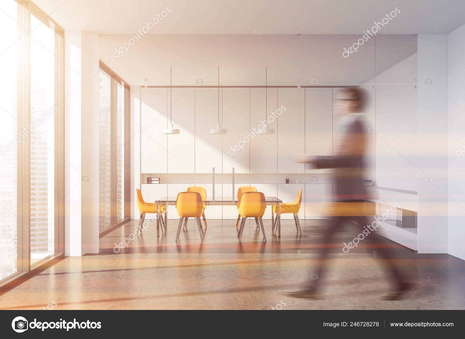 Businessman Interior Office Meeting Room White Walls