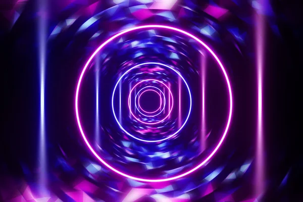 Abstracte Achtergrond Met Neon Cirkels Verticale Lijnen Met Geometrische Patroon — Stockfoto