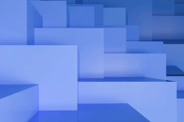 Fondo Abstracto Hecho Cubos Azules Entrelazados Concepto Publicidad Marketing Renderizado — Foto de Stock