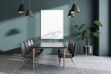 Posteri ile yeşil yemek odası