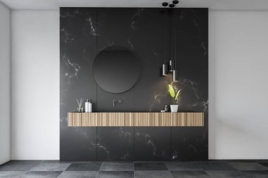 Beyaz ve mermer banyo lavabo