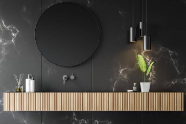 Siyah mermer banyo lavabo