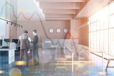 Turuncu açık ofis Resepsiyon, insanlar ile uzay