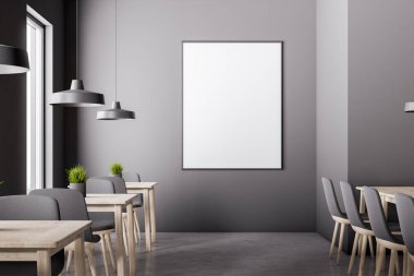 Gri kafe iç posteri ile
