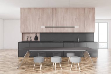 Mutfak iç gri mutfak tezgahı ve tablo ile