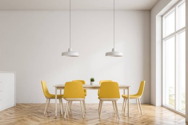 Minimalist beyaz yemek odası