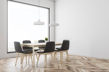 Beyaz yemek odası köşe