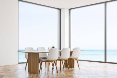 Panoramik beyaz yemek odası köşe