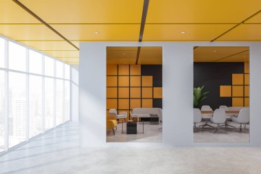 Siyah ve sarı konferans odası iç