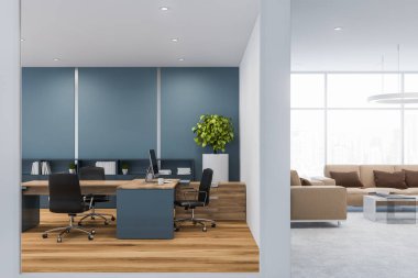 Mavi ve beyaz Yöneticisi office Lounge