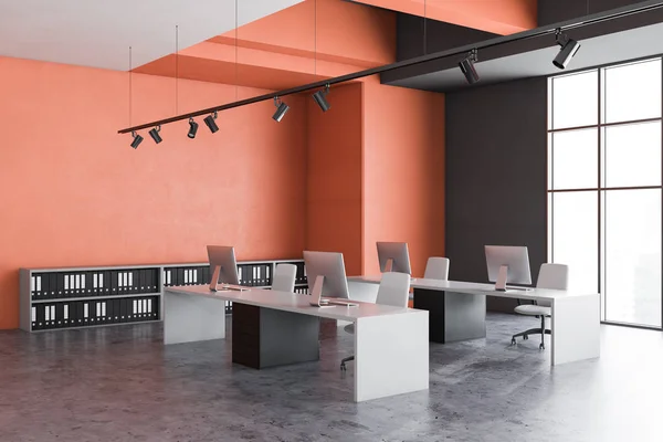Rogu office pomarańczowy otwartej przestrzeni — Zdjęcie stockowe