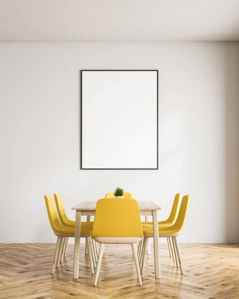 White dining room with poster — Stock Photo, Image