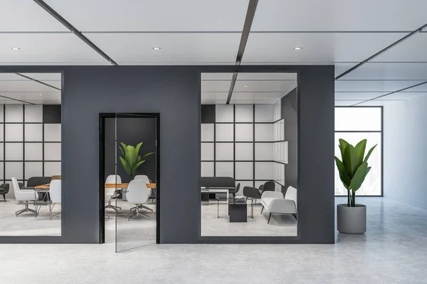 Black and white meeting room interior — Stock Photo, Image
