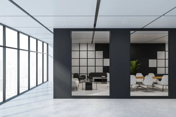 Zwart-wit conferentie kamer interieur — Stockfoto