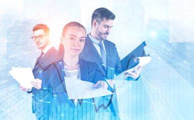 İş adamları City, grafikler belgelerle