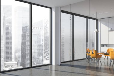 Beyaz Oda köşe cam kapı ile Toplantı