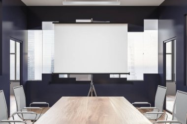 Mavi ve toplantı odası iç posteri ile cam