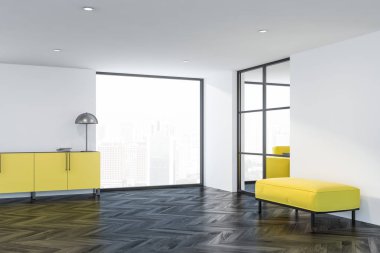 Sarı dolap yatak odası çatı