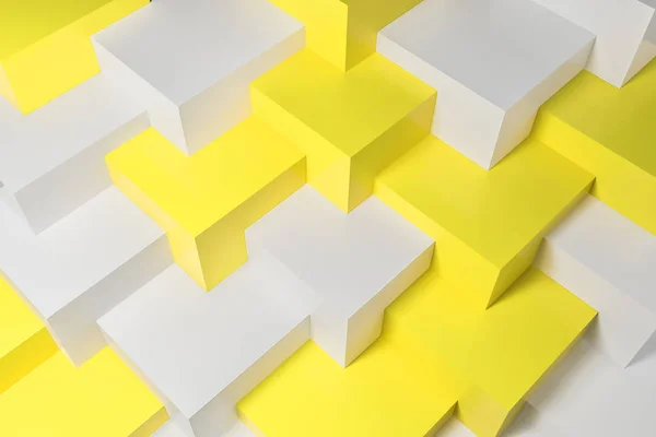 Abstrakt bakgrund med gula och vita kuber — Stockfoto