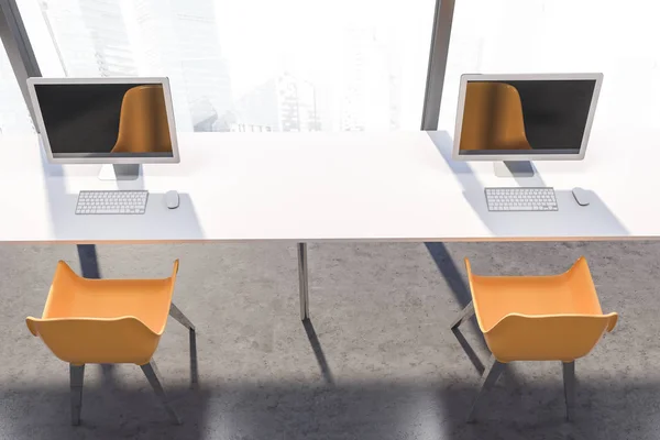 Top view of white office table — Stock Photo, Image