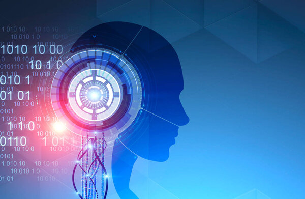 Голова робота с обнимашкой и кодом
