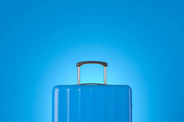 青いスーツケースは青をクローズ アップ — ストック写真