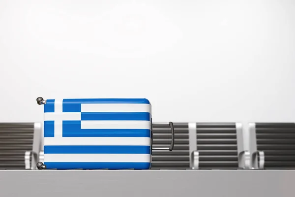 Suitcase with national flag of Greece — Stock Photo, Image