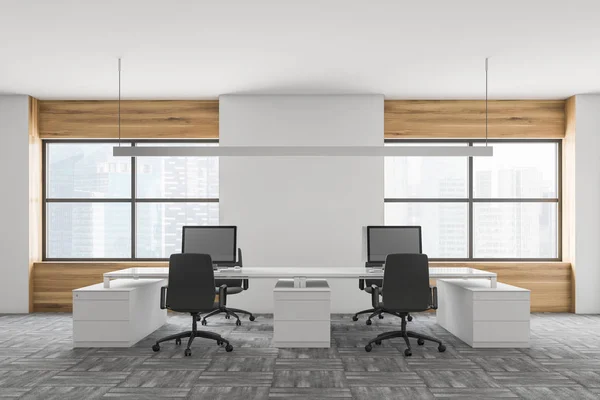 Interior of white and wooden office — Stock Photo, Image