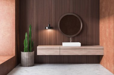 Ahşap banyo iç, lavabo