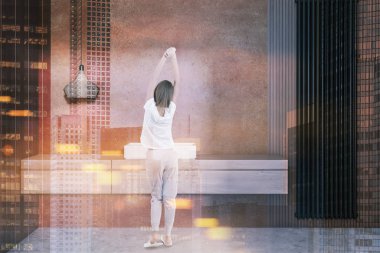 Kadın bej banyo iç lavabo