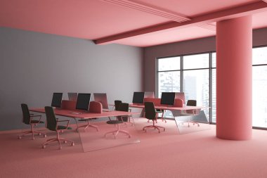 Gri ve pembe açık alan office köşe