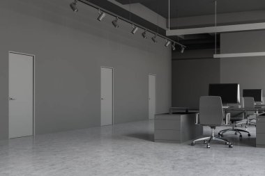 Açık alan office köşe kapılı gri