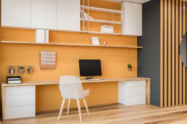 Sarı ve gri ev ofis köşe