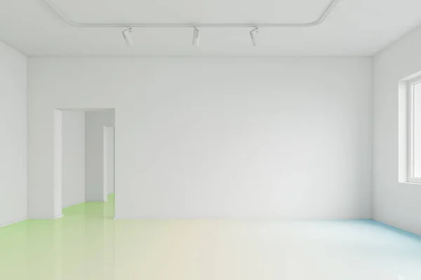 Galeria branca vazia interior com lâmpadas — Fotografia de Stock