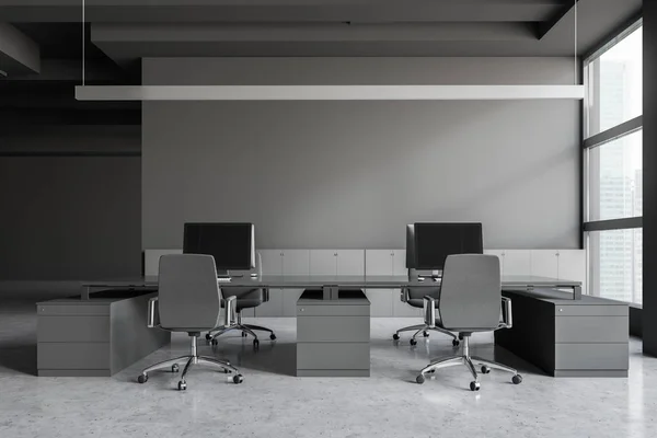 Gray open space office interior — Stock Photo, Image