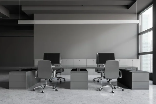 Interno ufficio open space grigio — Foto Stock