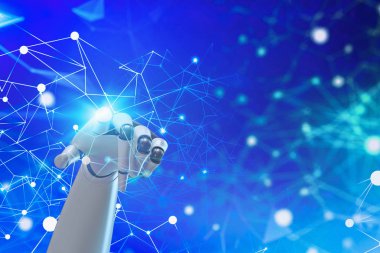 Robot el koyu mavi ağ arabirimini kullanarak