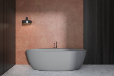Bej banyo iç, gri küvet