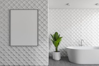 Beyaz karo banyo iç posteri ile