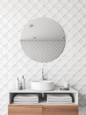 Beyaz karo banyo yuvarlak lavabo