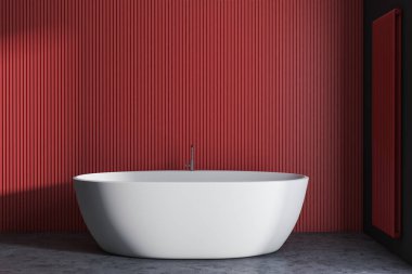 Kırmızı banyo iç küvet ile