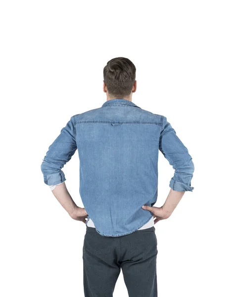 Rear view of casual man looking forward, isolated — Stock Photo, Image