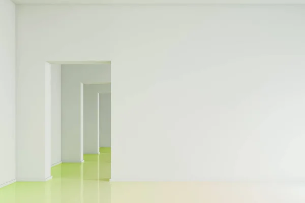 Galeria branca vazia interior com portas — Fotografia de Stock