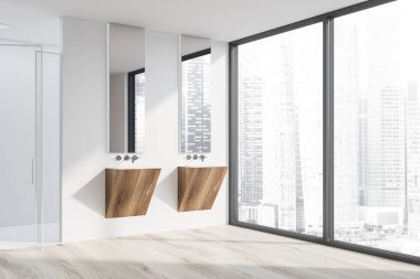 Beyaz Banyo Köşe lavabo ve duş